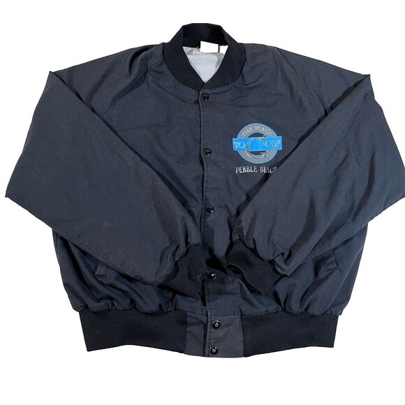 Vintage Pebble Beach 'The Place To Golf' Snapo Button Jacket Made in USA Size XL - Picture 1 of 8